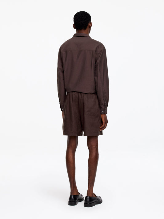 Linen Shorts - Brown - Image 2