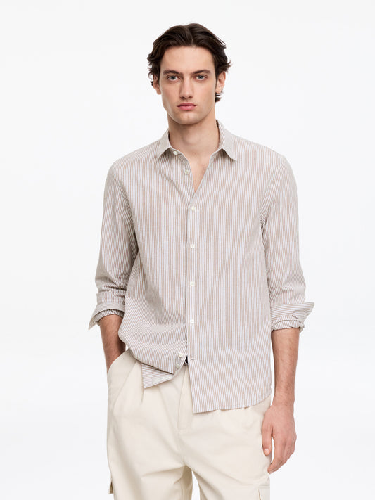 Cotton Blend Shirt - Brown - Image 2