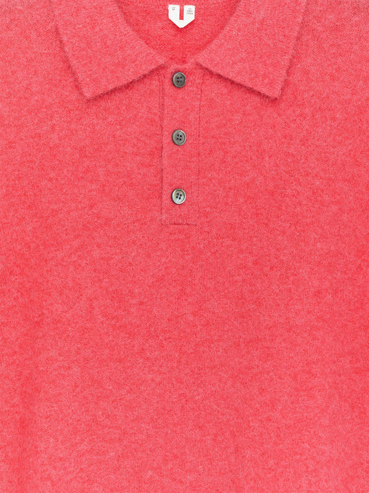 Alpaca Wool Blend Polo Shirt - Pink - Image 2