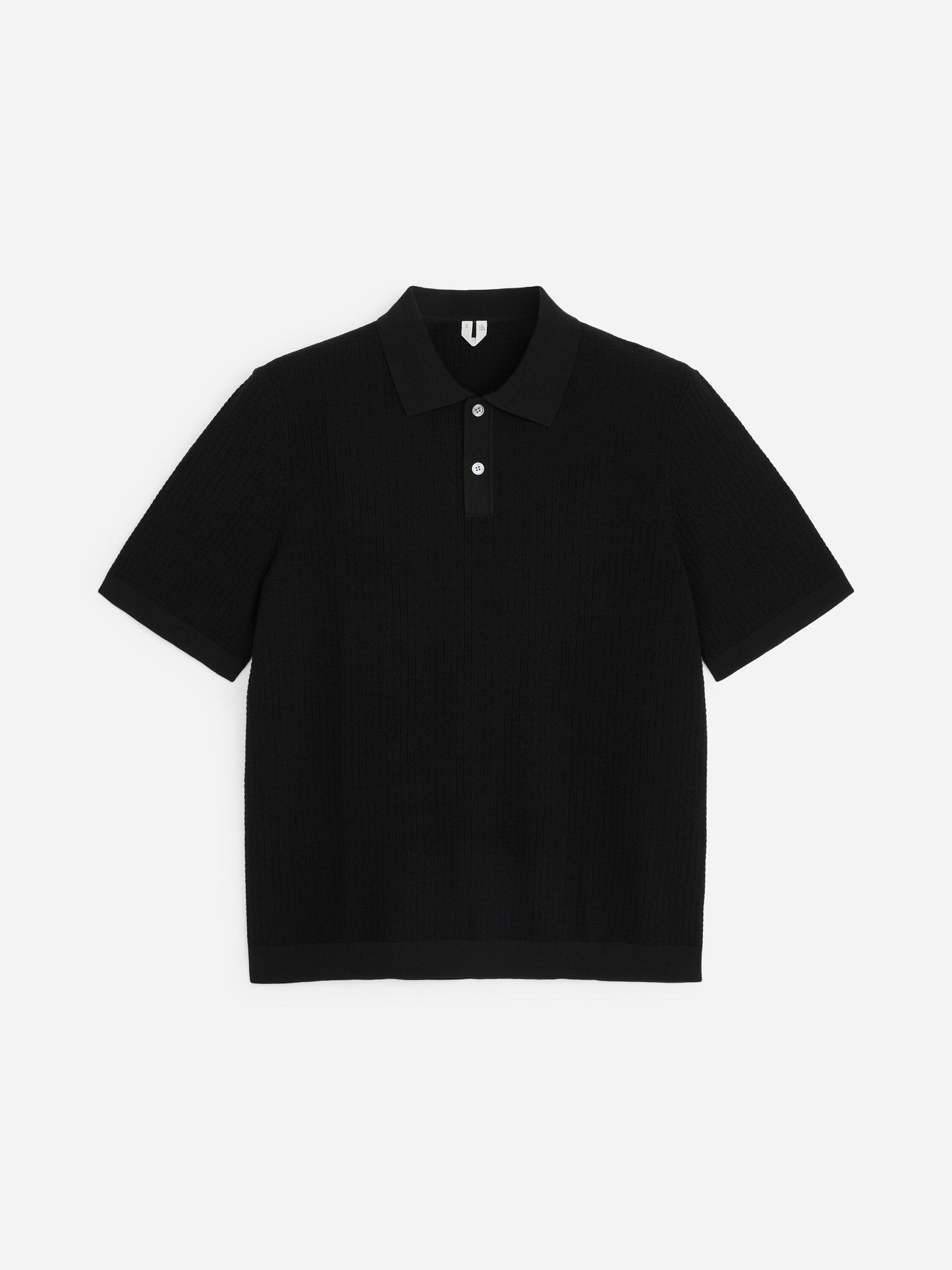 Knitted Cotton Polo Shirt - Black - Image 5