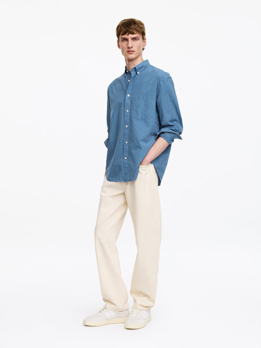 Relaxed Cotton Shirt - Blue - Image 2