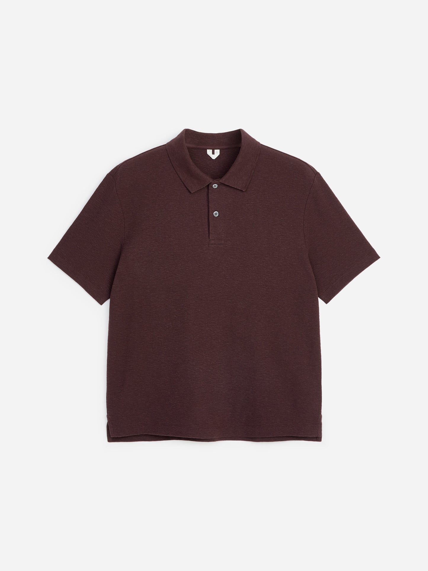 Cotton Linen Polo Shirt - Brown - Image 5