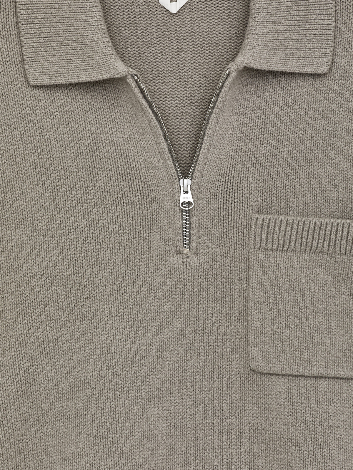 Knitted Wool Zip Polo Shirt - Grey - Image 2