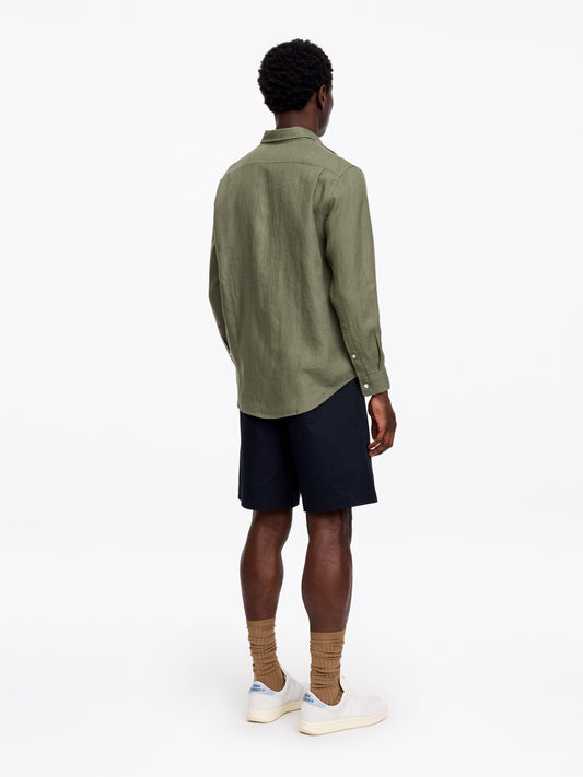 Regular Linen Shirt - Green - Image 2