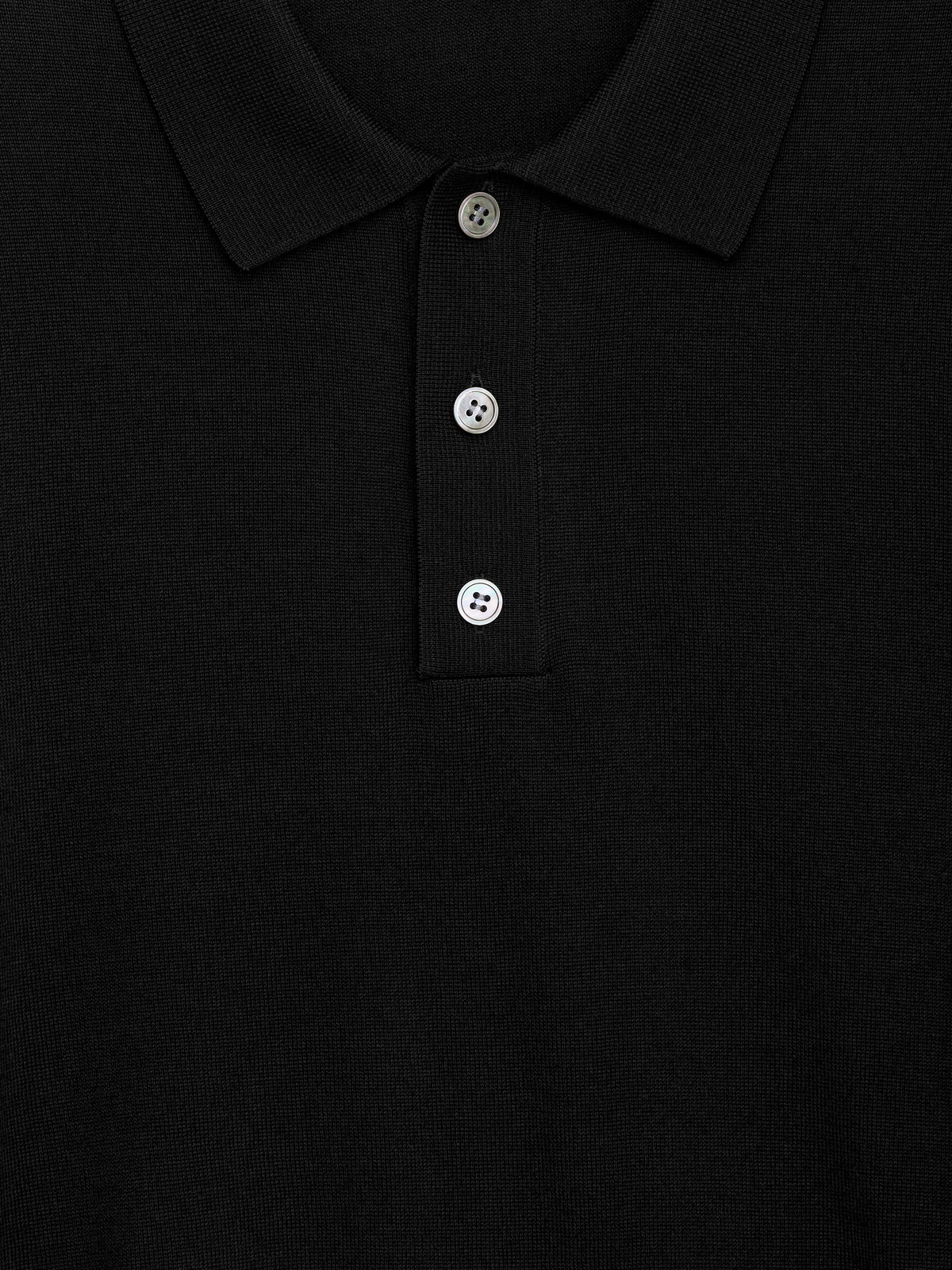 Merino Polo Jumper - Black - Image 3