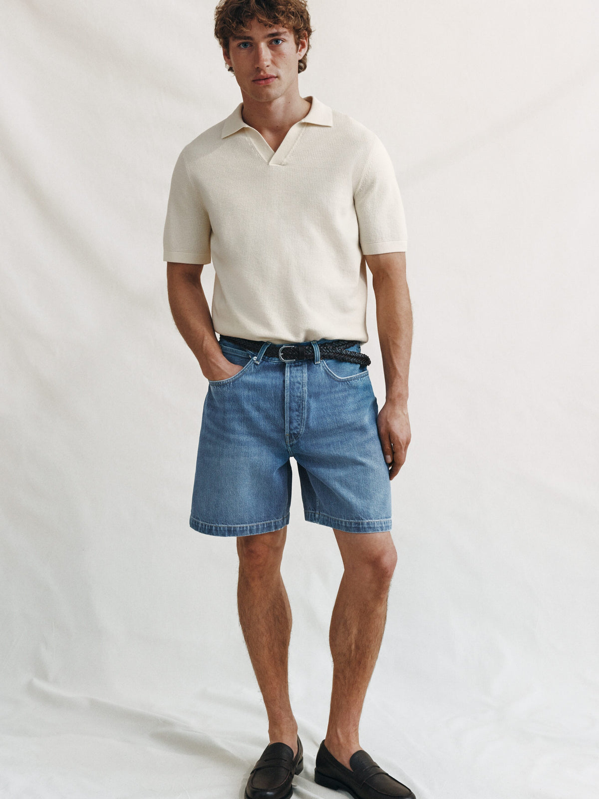 Textured Polo Shirt - White - Image 4