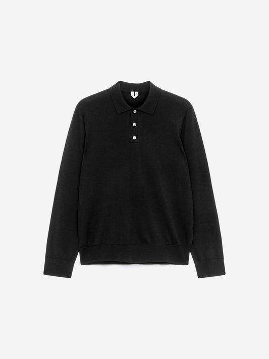 Merino Polo Jumper - Black - Image 2