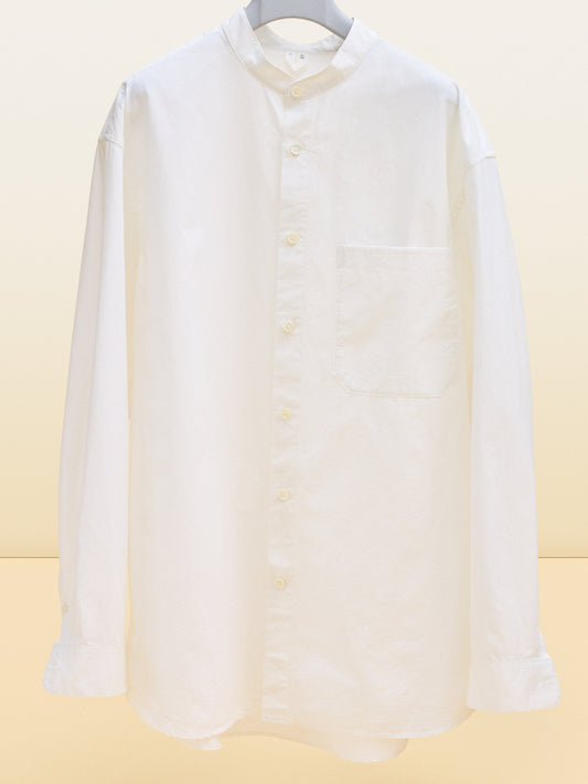 Band-Collar Poplin Shirt - White - Image 2