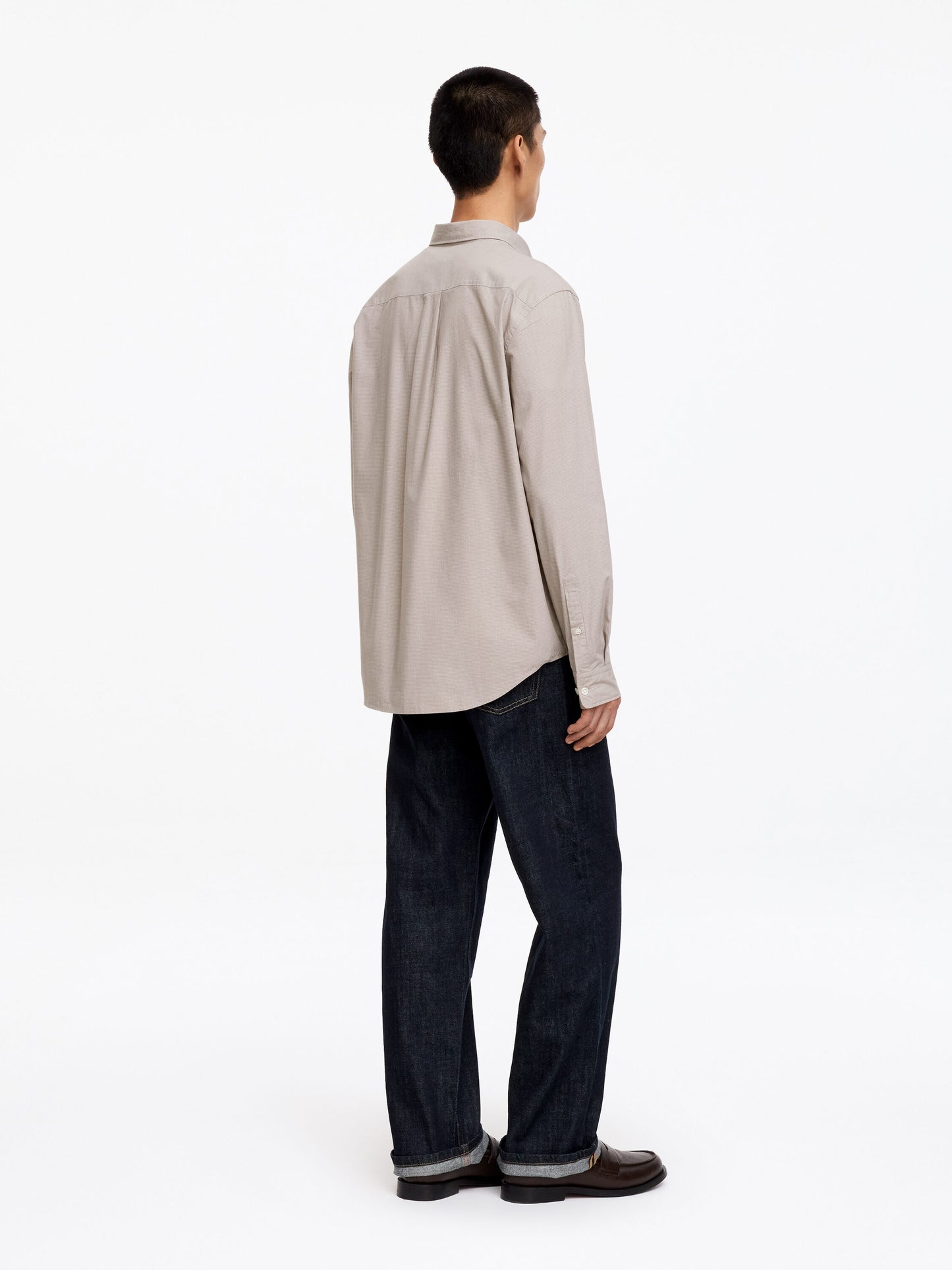 Relaxed Checkered Shirt - Beige - Image 3