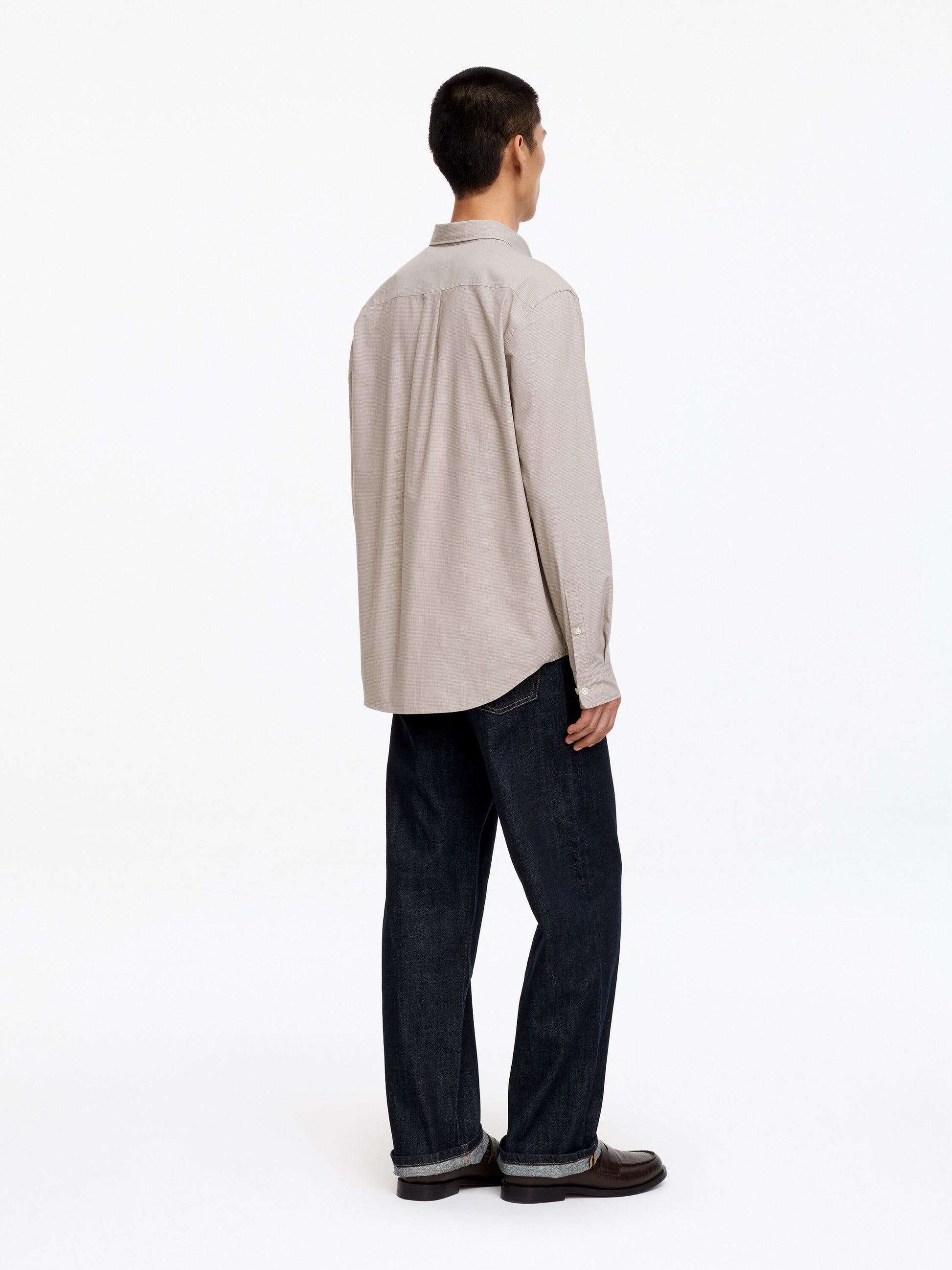 Relaxed Checkered Shirt - Beige - Image 3