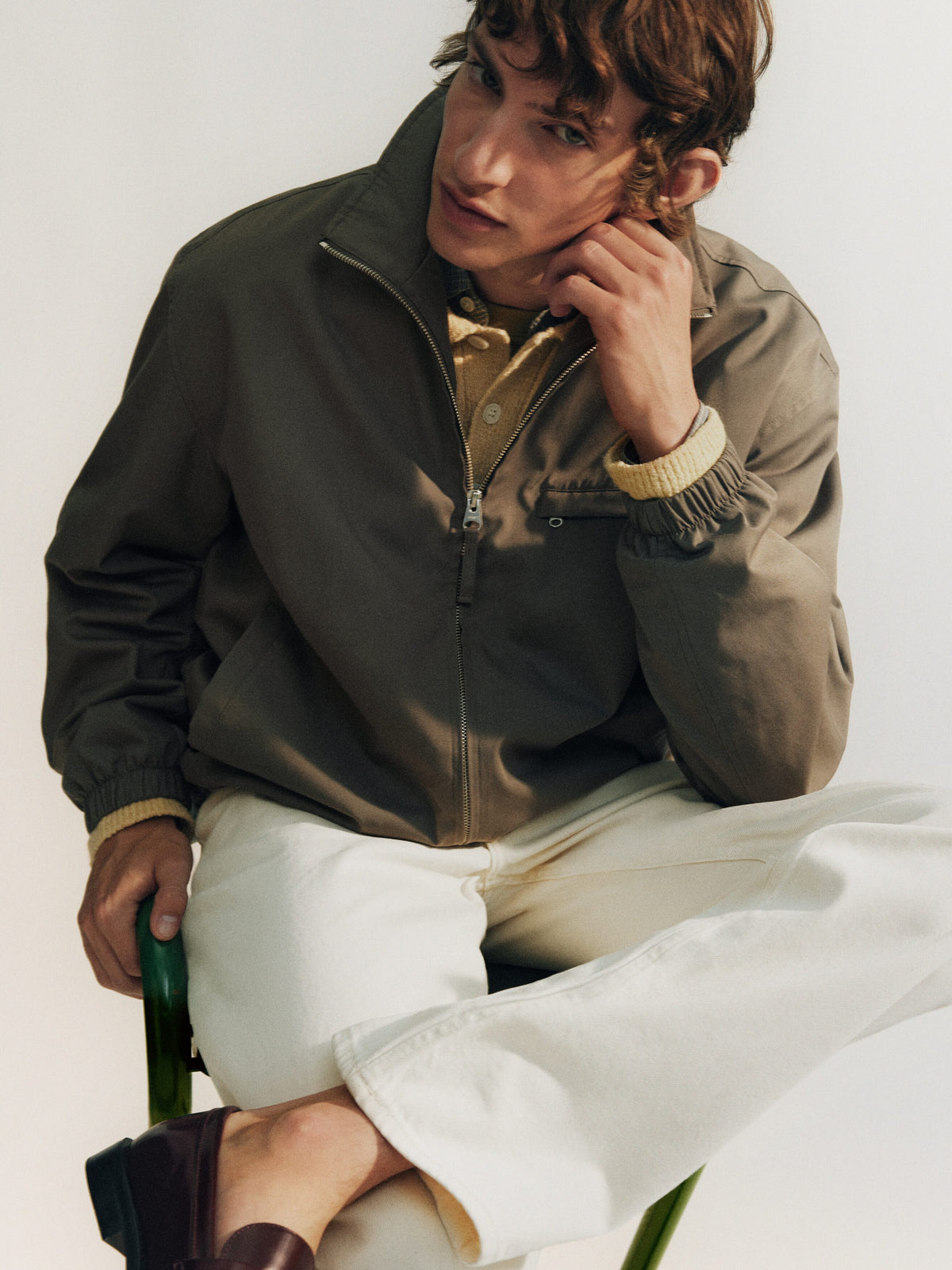 Knitted Cotton Blend Polo Shirt - Yellow - Image 10