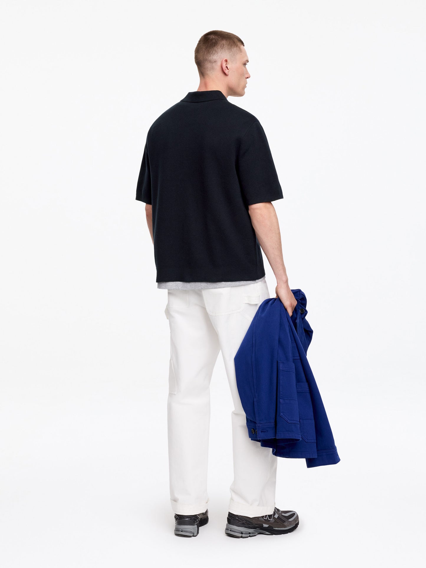 Fine-Knit Polo Shirt - Blue - Image 2
