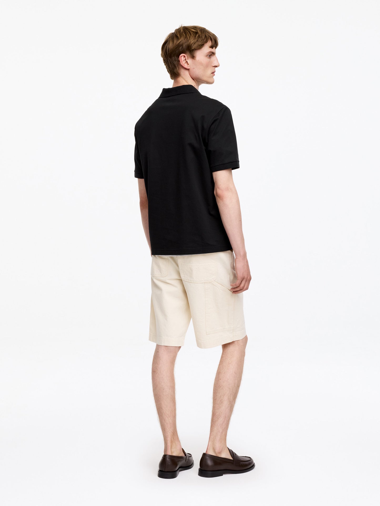 Short-Sleeve Polo Shirt - Black - Image 3