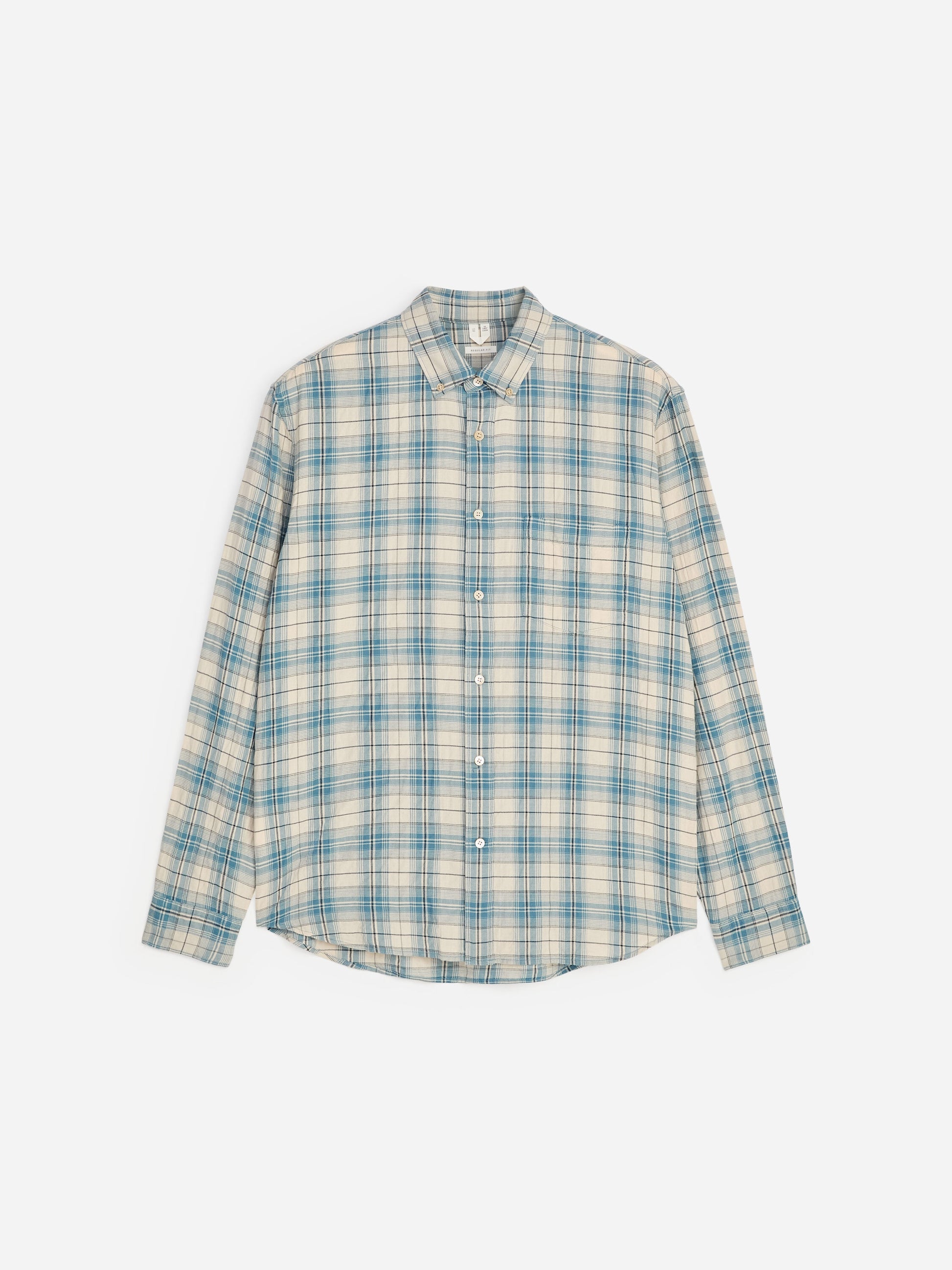 Regular Flannel Shirt - Blue - Image 6