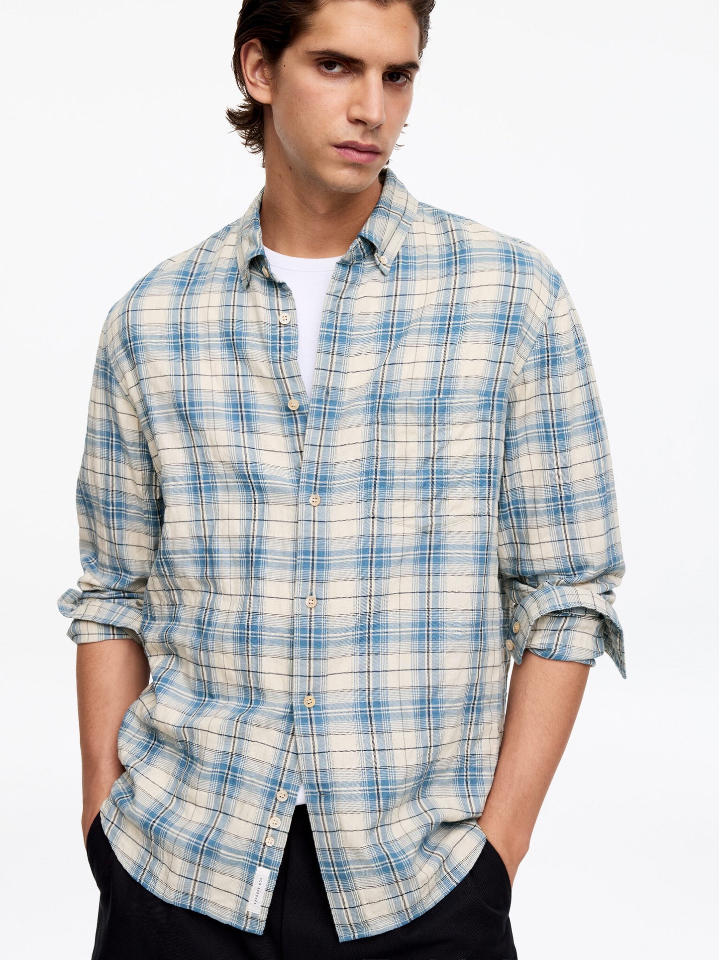 Regular Flannel Shirt - Blue - Image 5