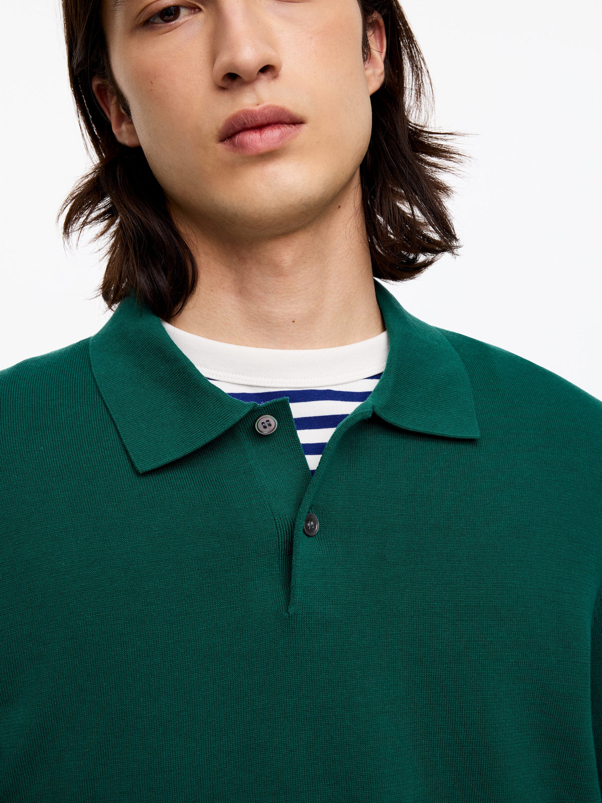 Fine-Knit Polo Shirt - Green - Image 4