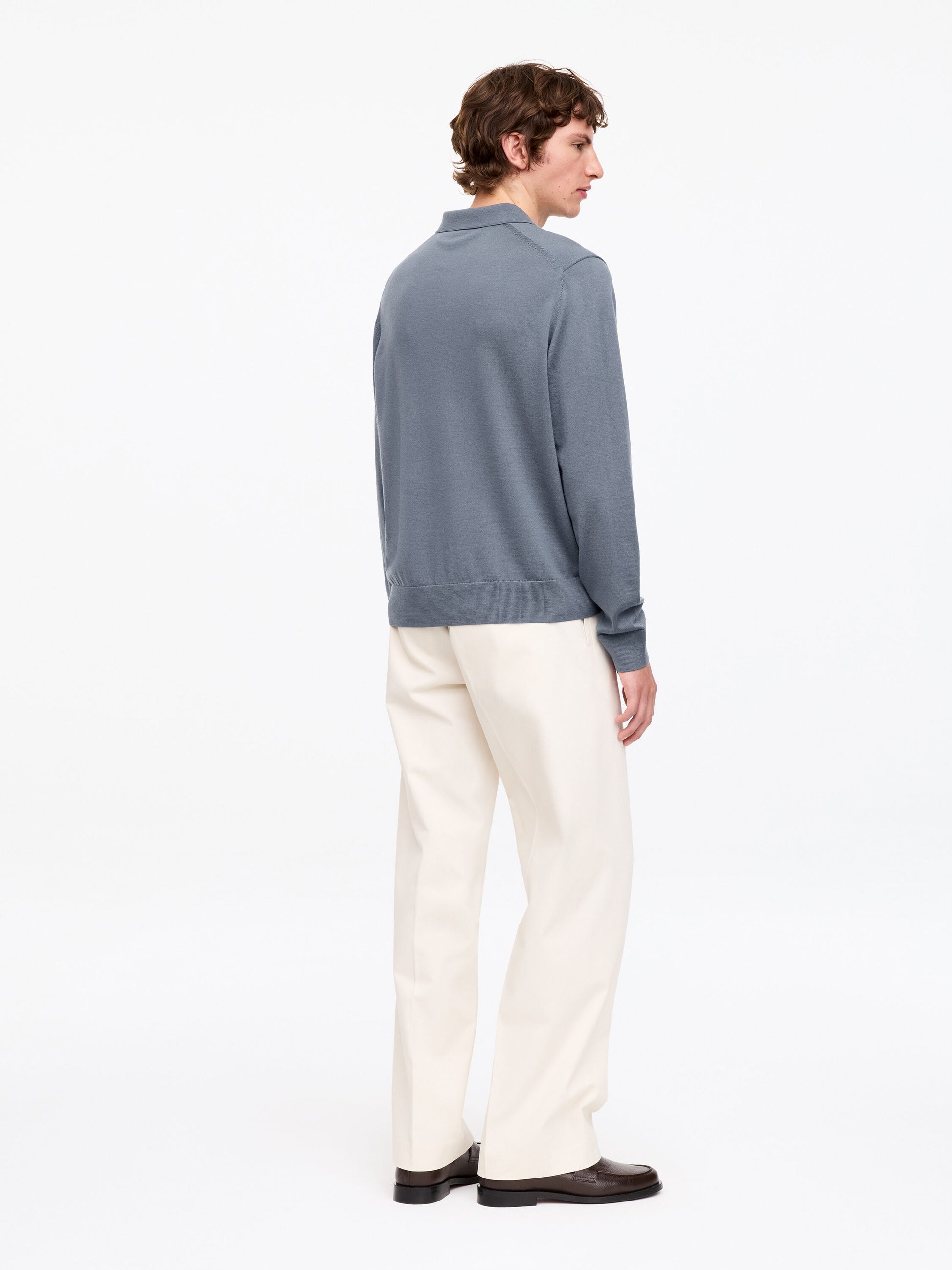 Merino Polo Jumper - Grey - Image 2