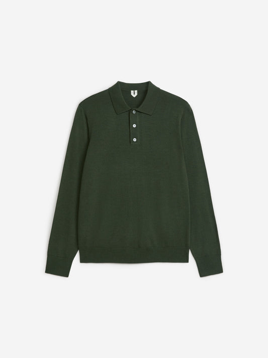 Merino Polo Jumper - Green