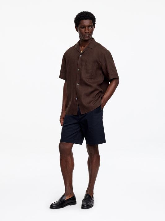 Relaxed Linen Resort Shirt - Brown - Image 2