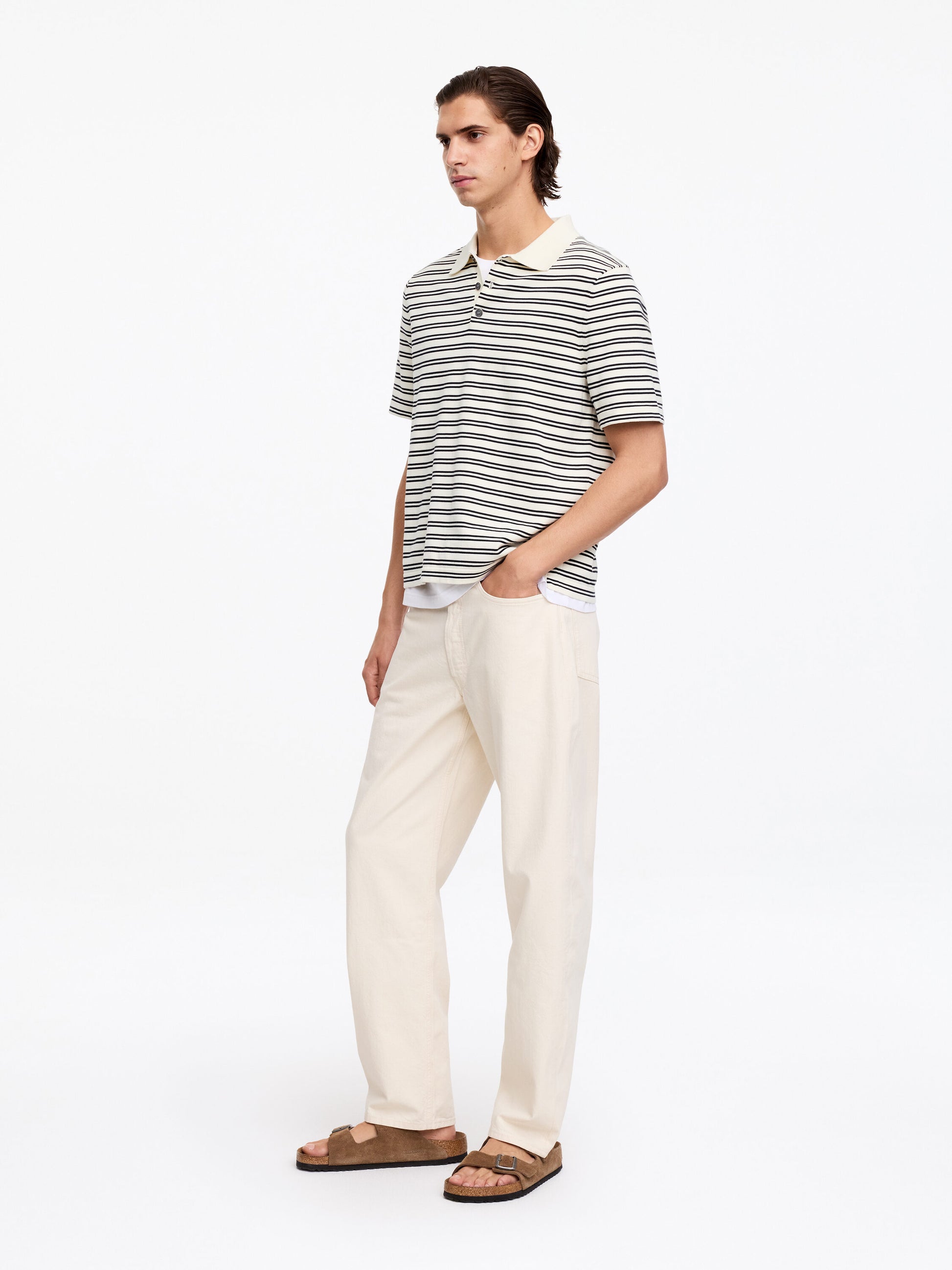 Fine-Knit Polo Shirt - White - Image 3