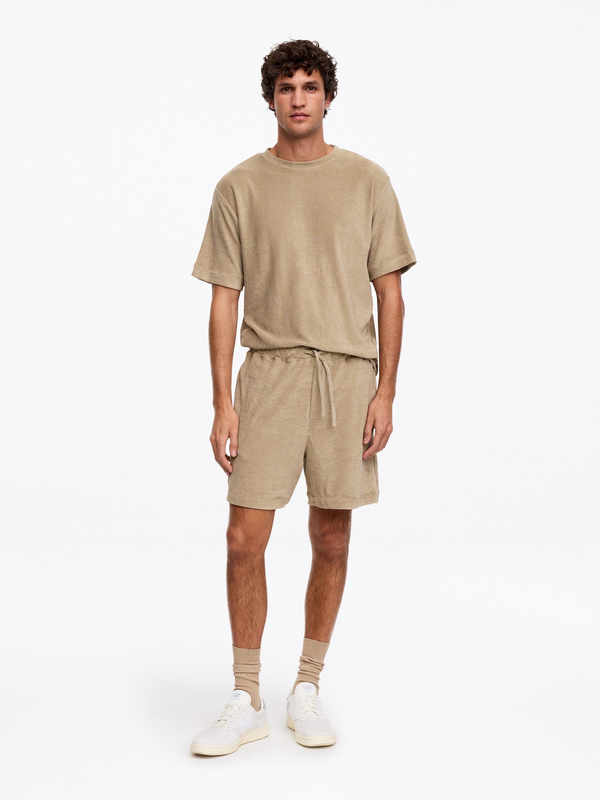Cotton Towelling Shorts - Beige