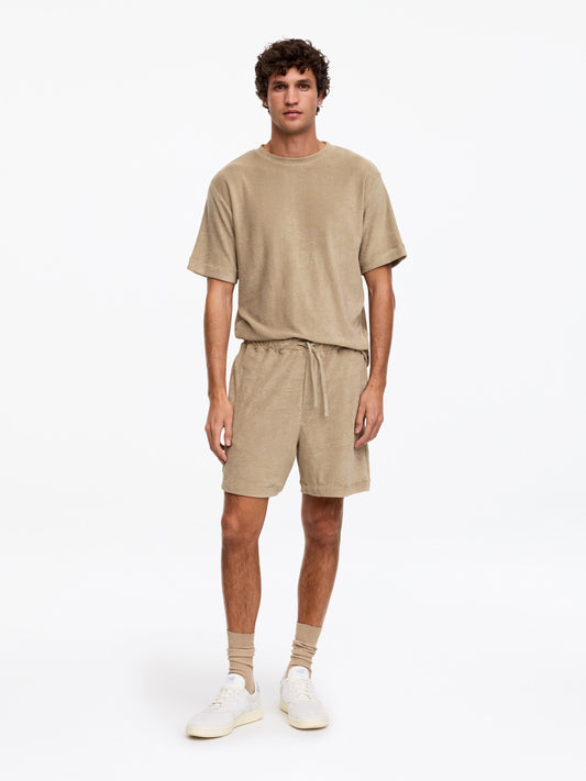 Cotton Towelling Shorts - Beige