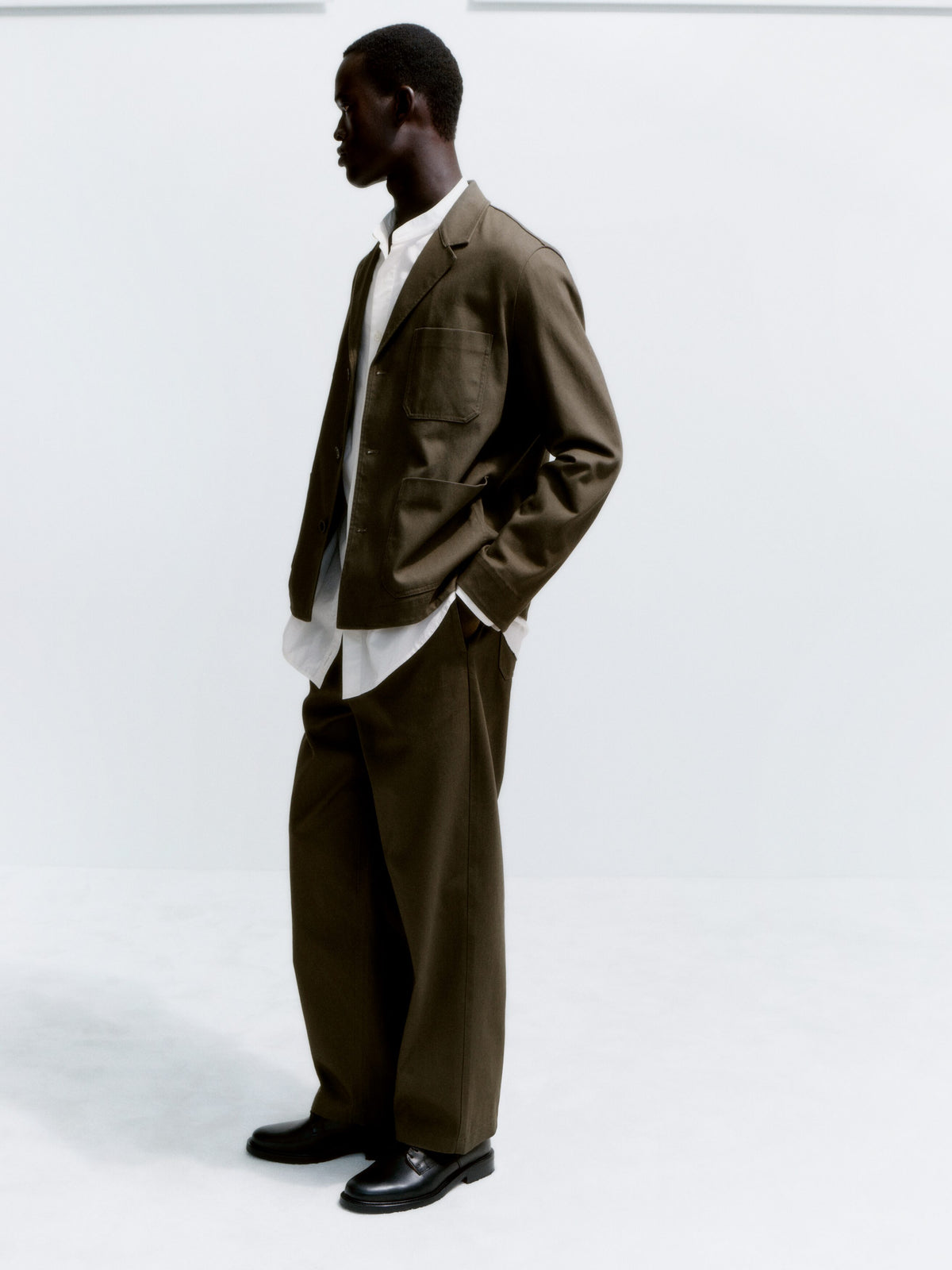 Band-Collar Poplin Shirt - White - Image 11