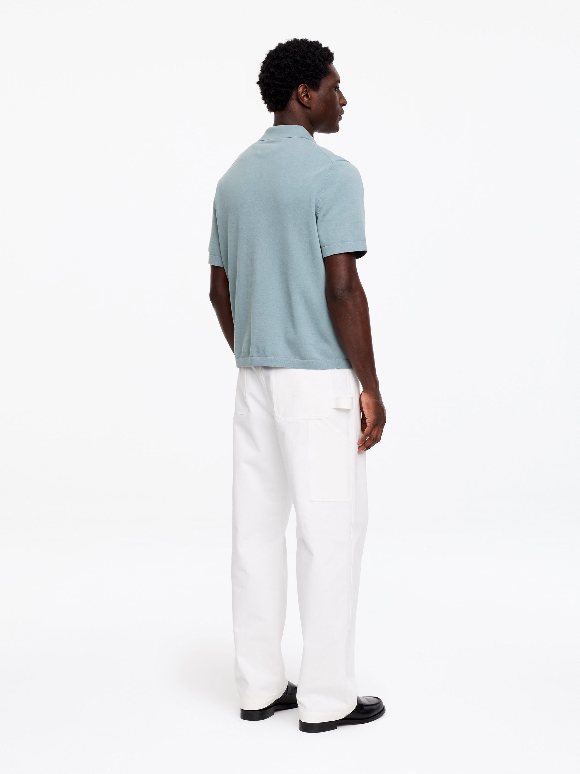 Fine-Knit Polo Shirt - Turquoise - Image 2