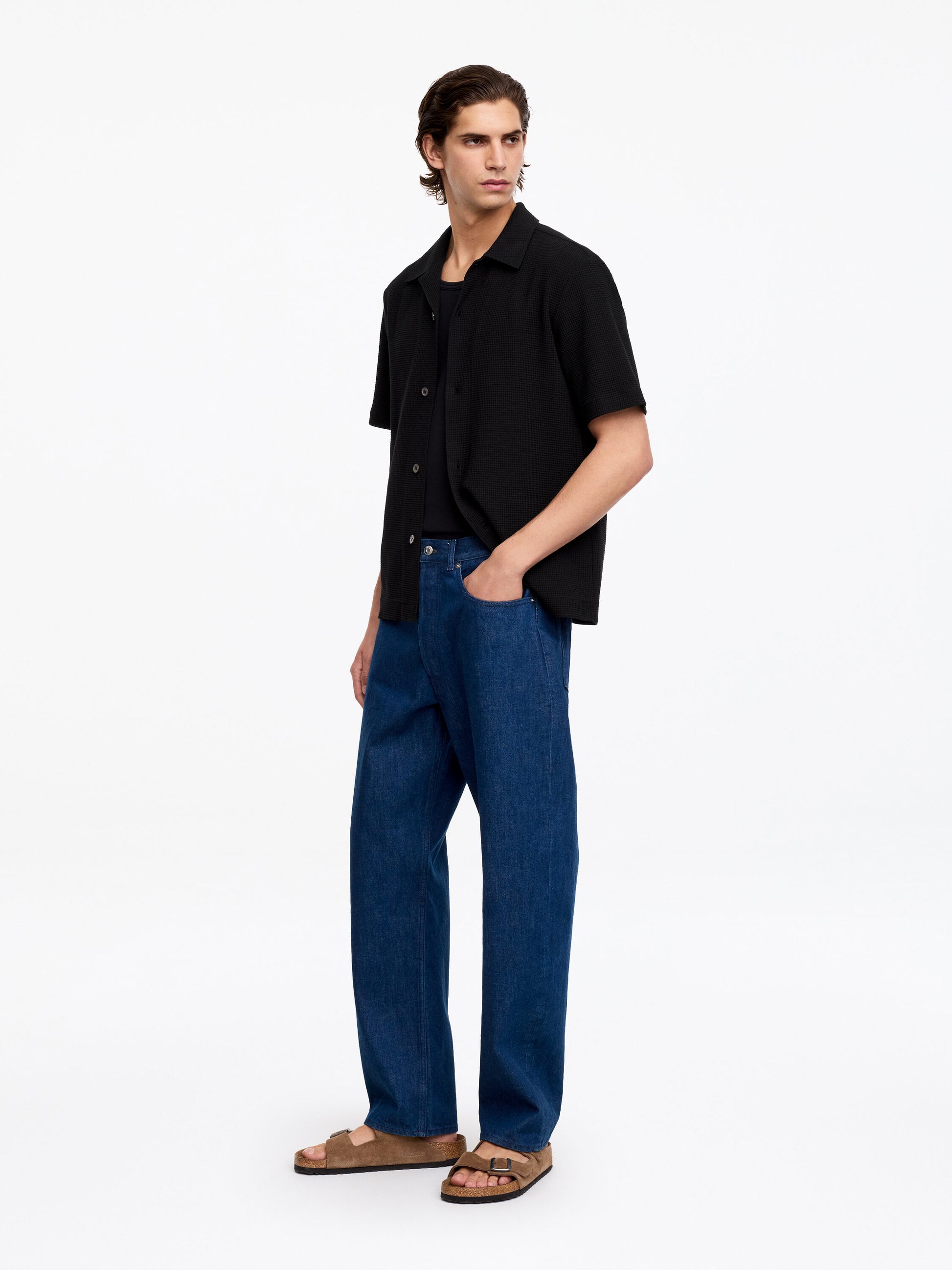 Waffle Jersey Shirt - Black - Image 2