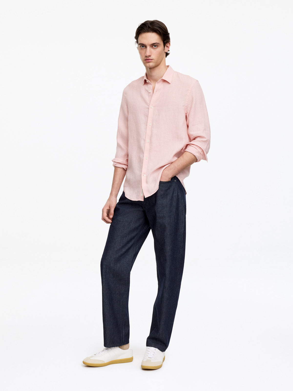 Regular Linen Shirt - Pink - Image 6