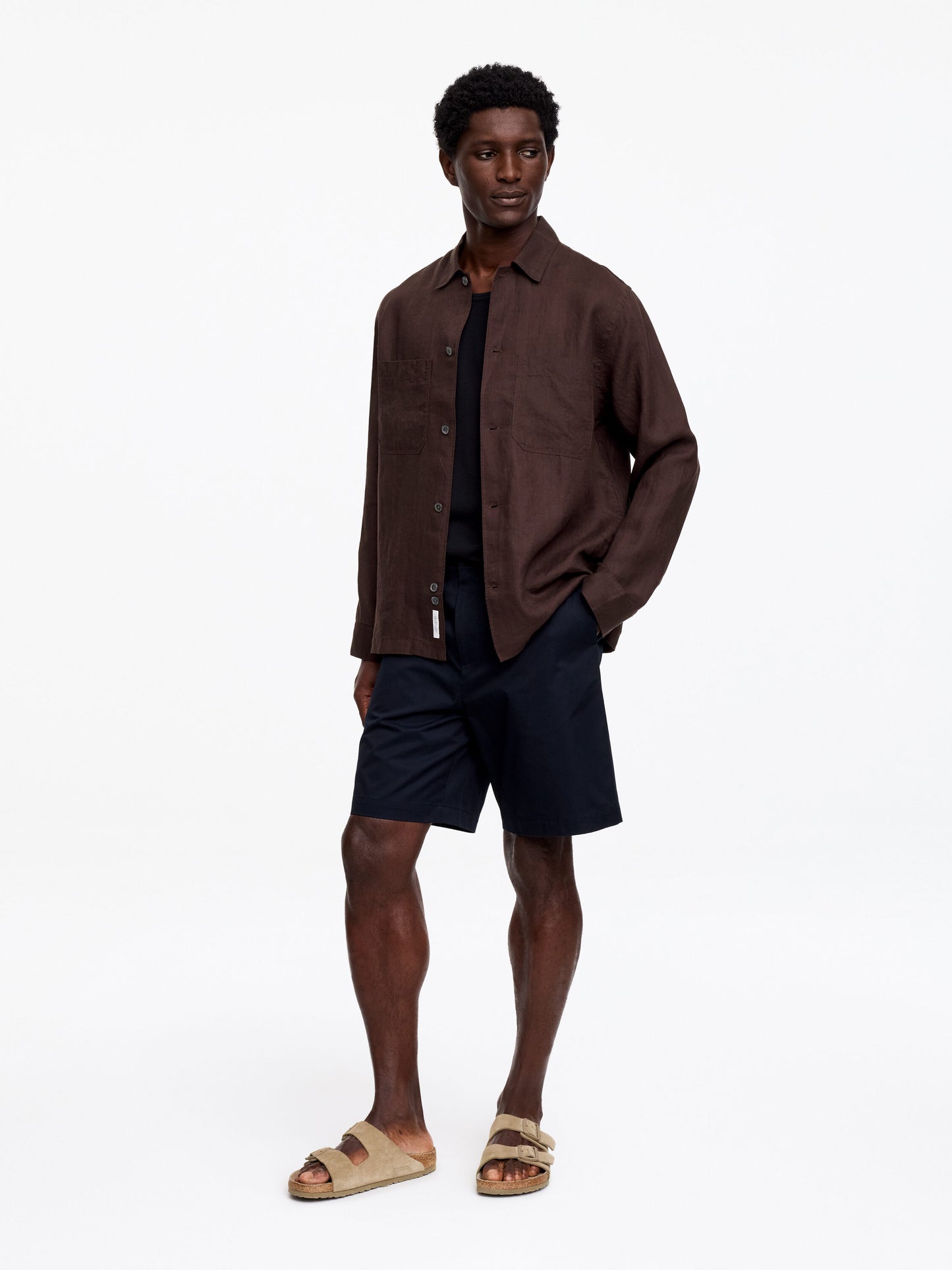 Relaxed Linen Shirt - Brown - Image 3