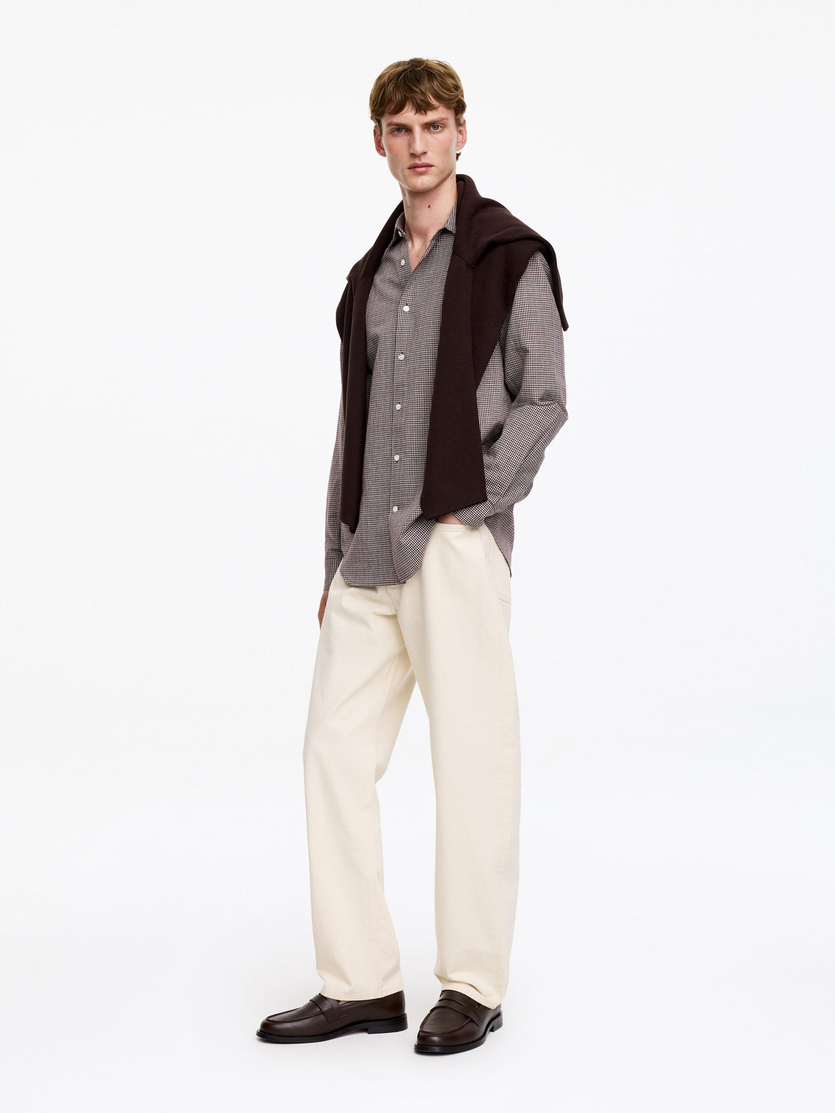 Regular Cotton Linen Shirt - Brown - Image 2