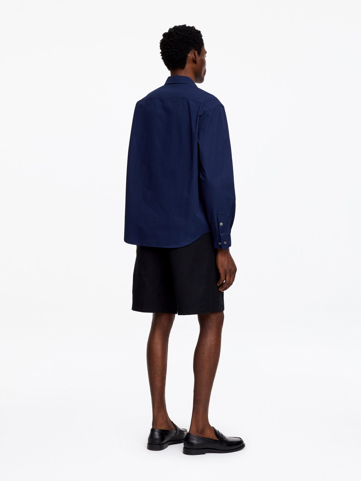 Relaxed Cotton Twill Shirt - Blue - Image 3