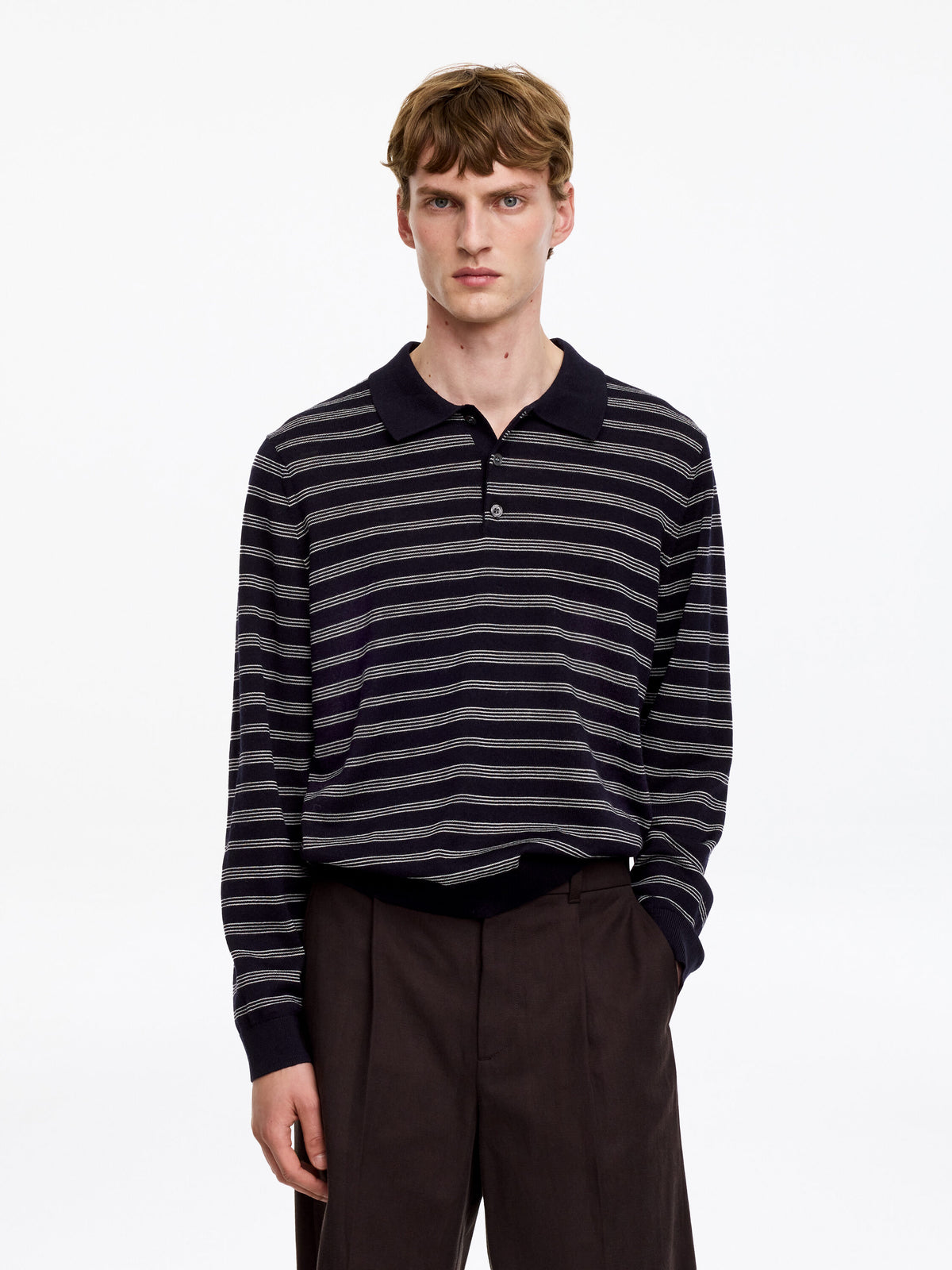 Merino Polo Jumper - Blue