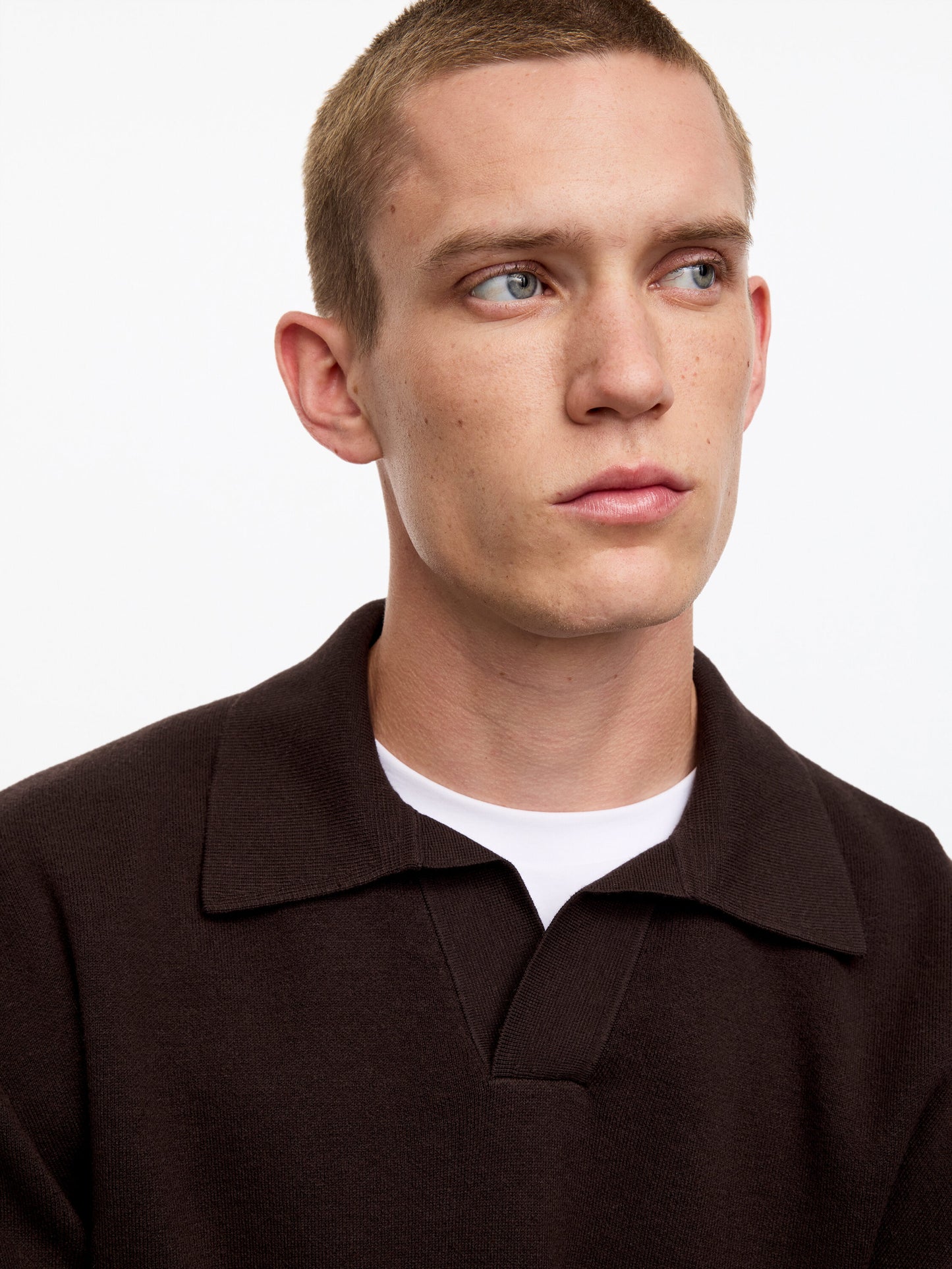 Cotton Silk Blend Polo Shirt - Brown - Image 4