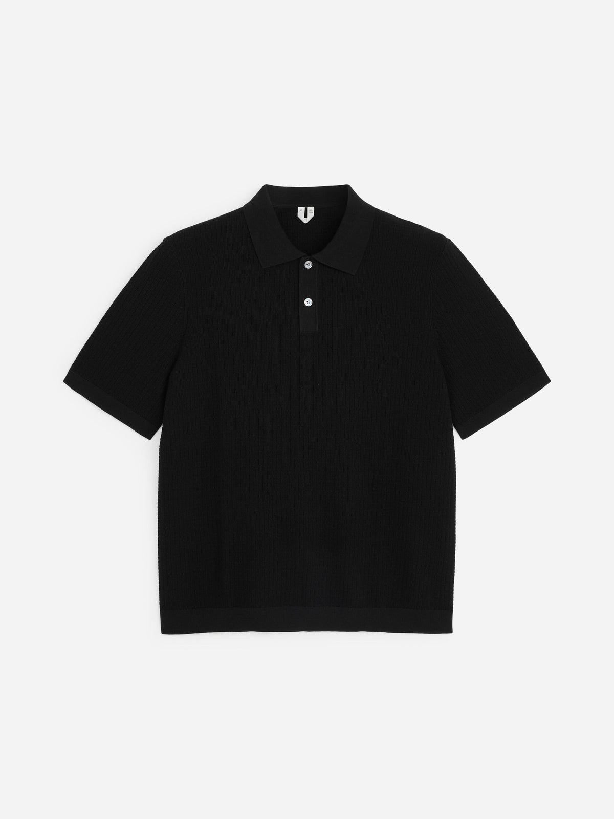 Knitted Cotton Polo Shirt - Black - Image 5