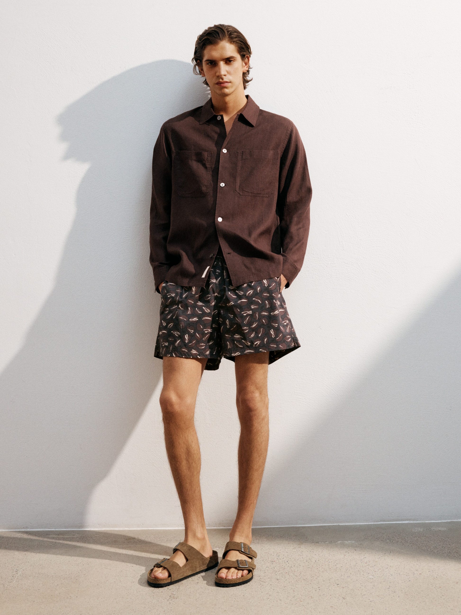 Relaxed Linen Shirt - Brown - Image 6