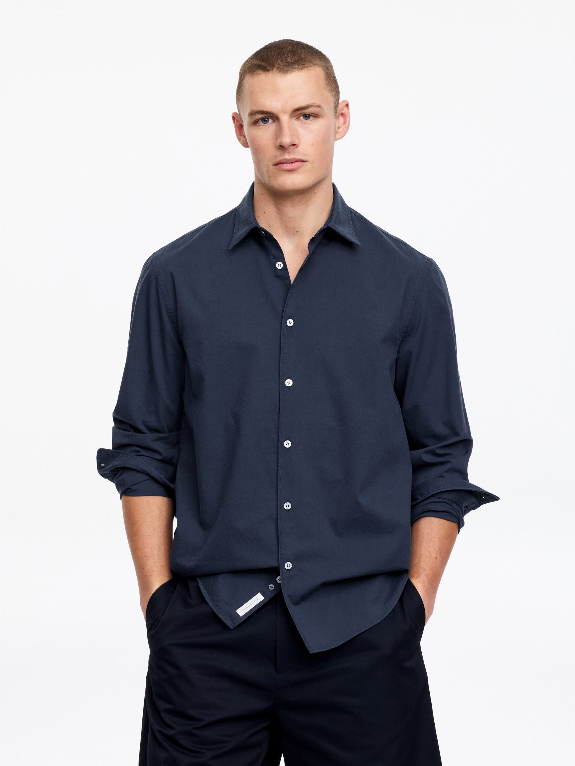 Regular Cotton Lyocell Shirt - Blue
