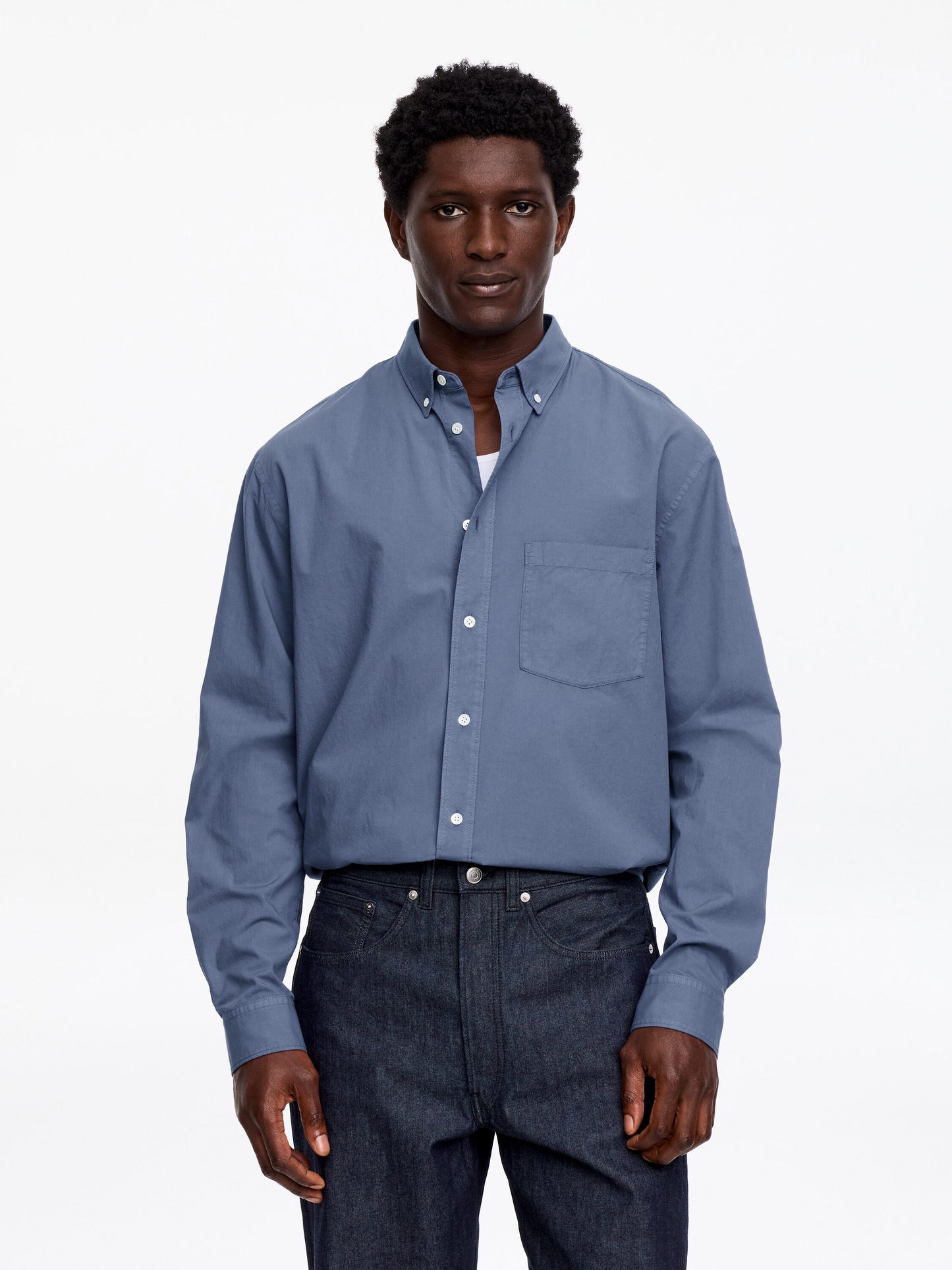 Relaxed Poplin Shirt - Blue