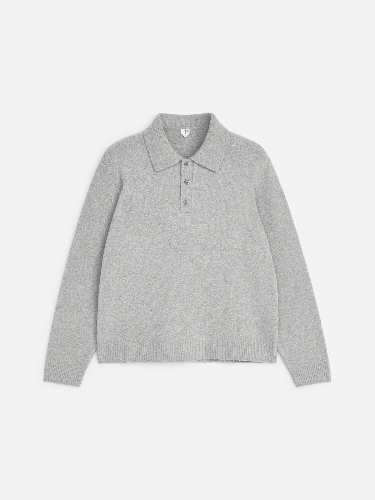 Knitted Cotton Blend Polo Shirt - Grey - Image 5