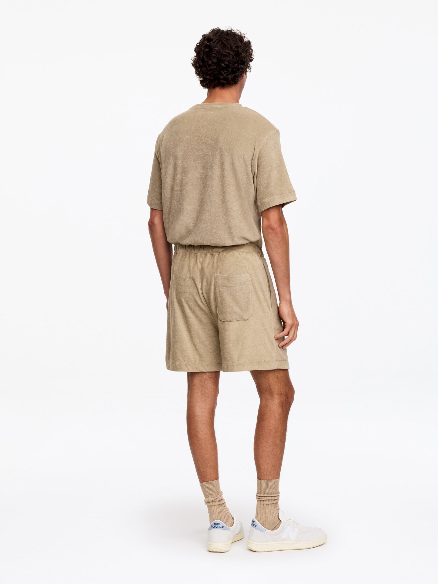 Cotton Towelling Shorts - Beige - Image 3