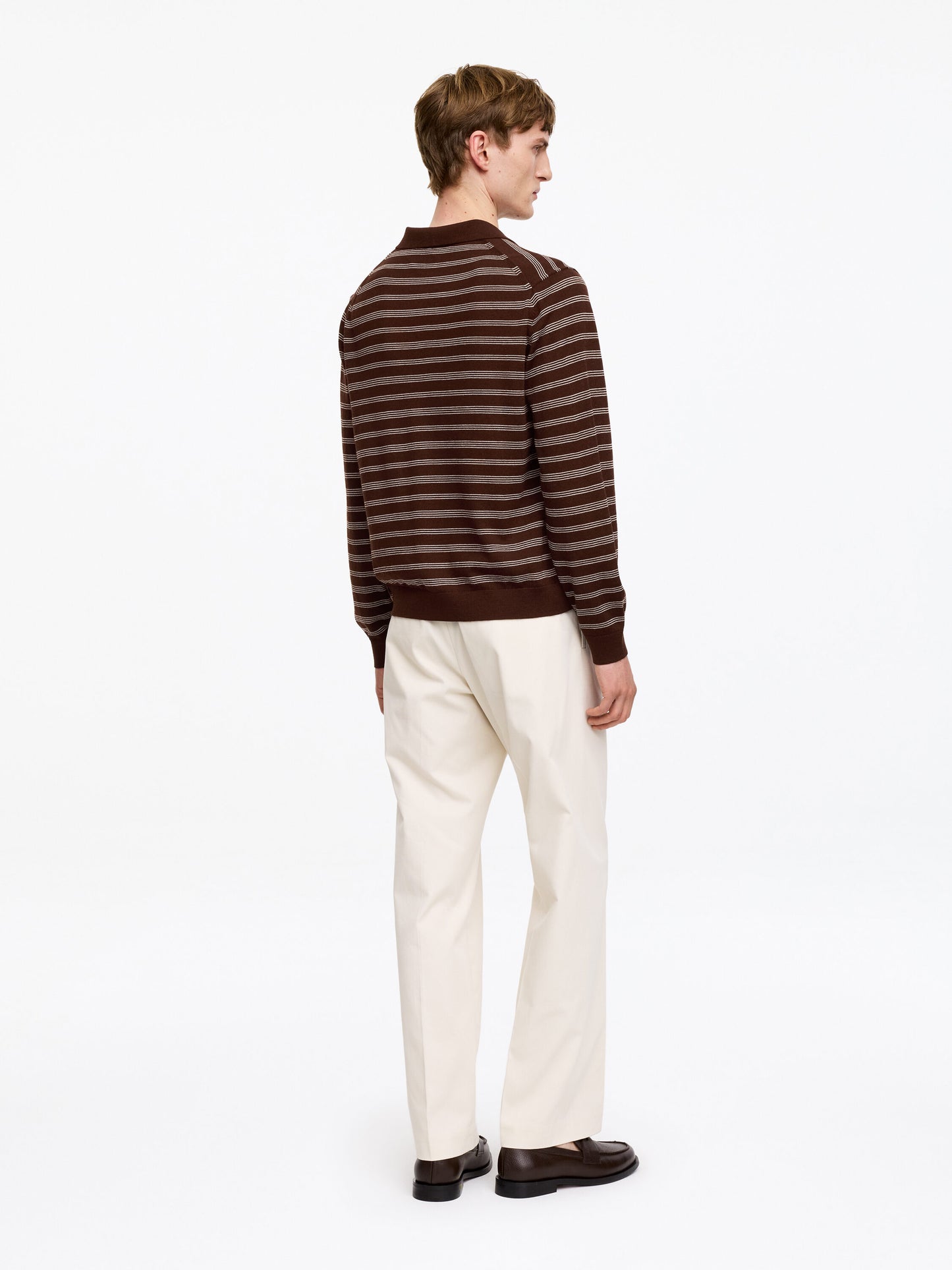Merino Polo Jumper - Brown - Image 3