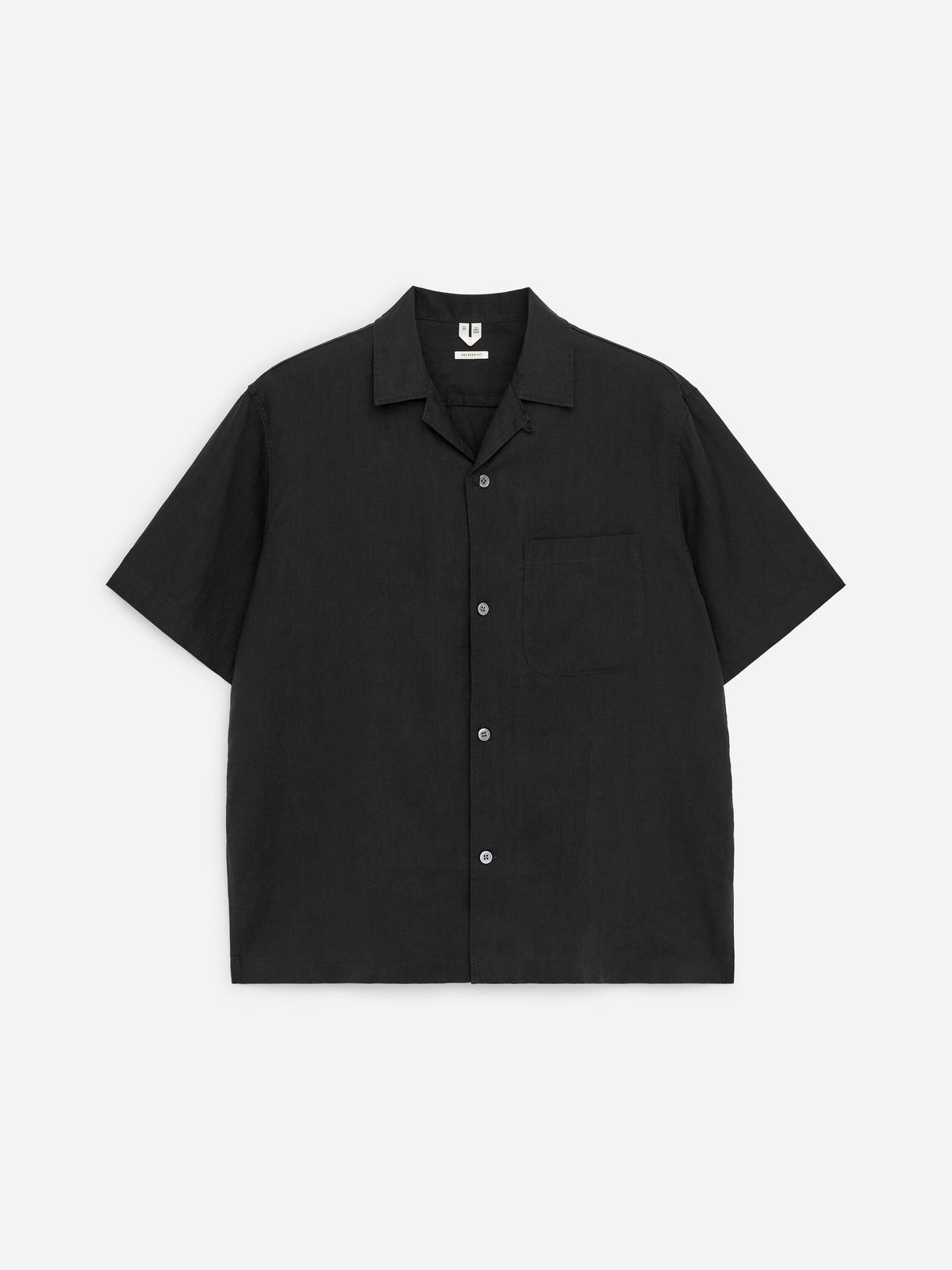 Relaxed Linen Resort Shirt - Black - Image 5