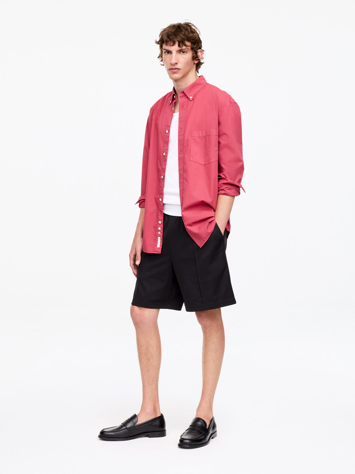 Relaxed Poplin Shirt - Red - Image 2