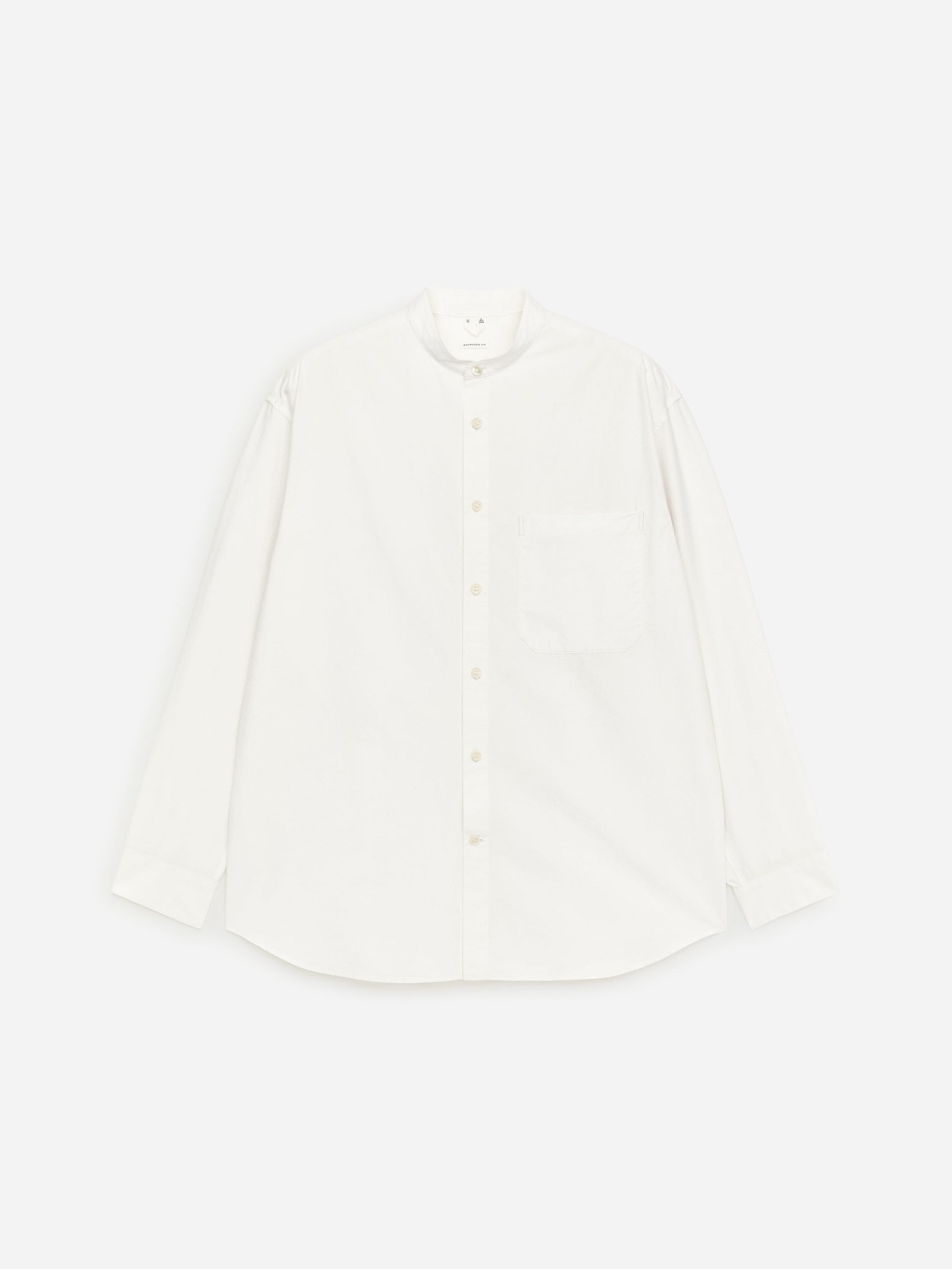 Band-Collar Poplin Shirt - White