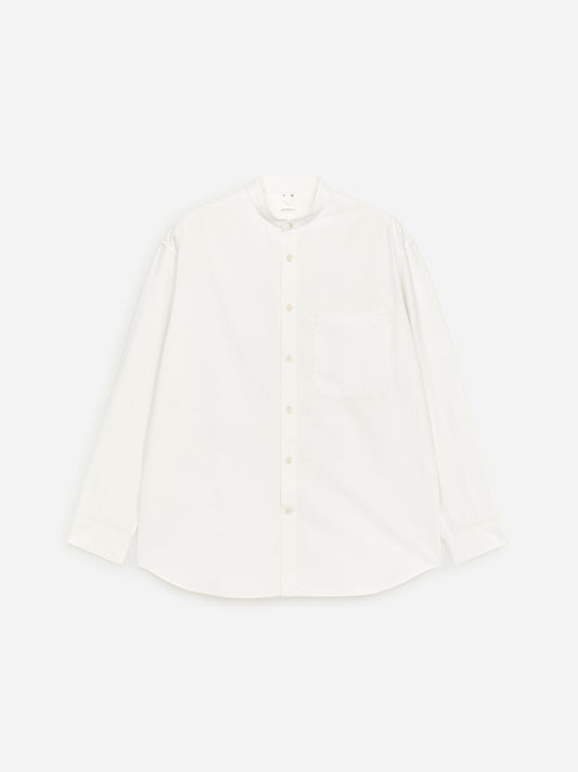 Band-Collar Poplin Shirt - White