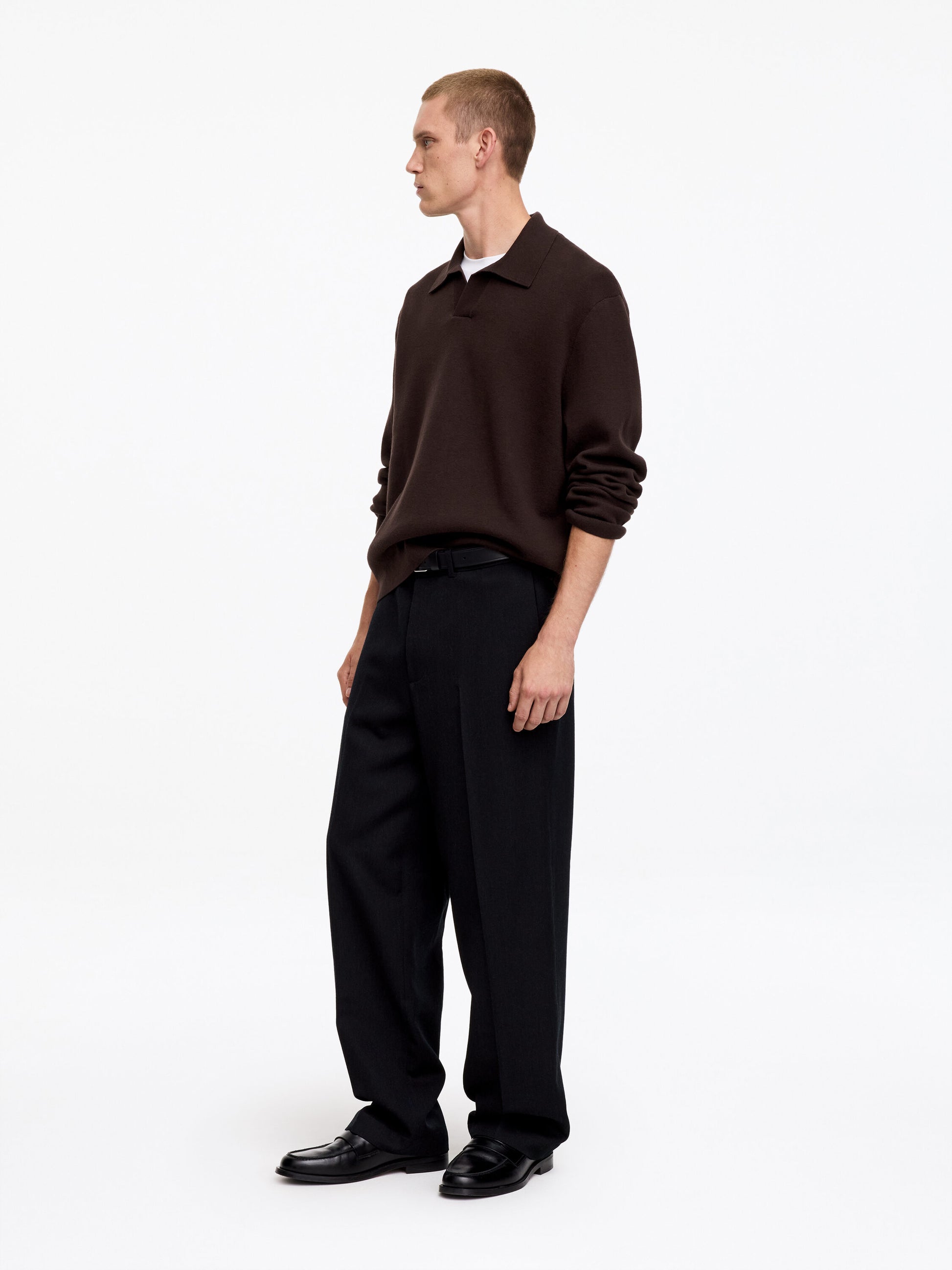 Cotton Silk Blend Polo Shirt - Brown - Image 2