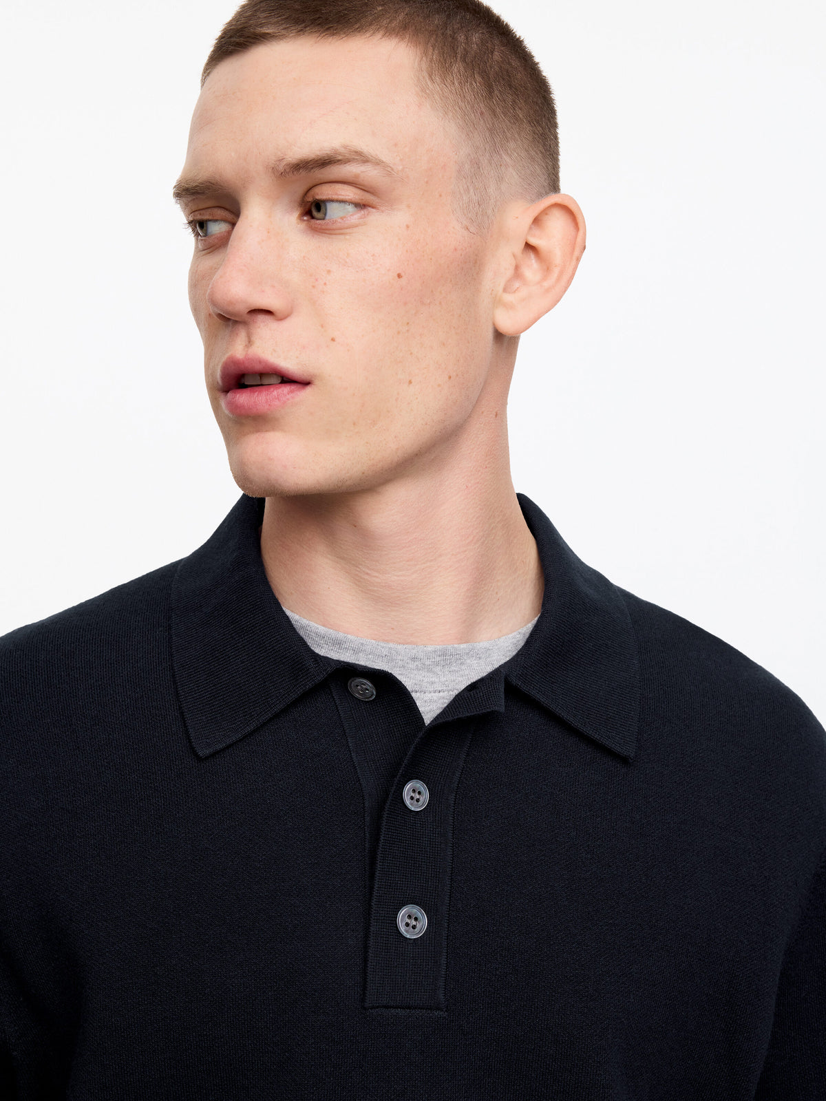 Fine-Knit Polo Shirt - Blue - Image 4
