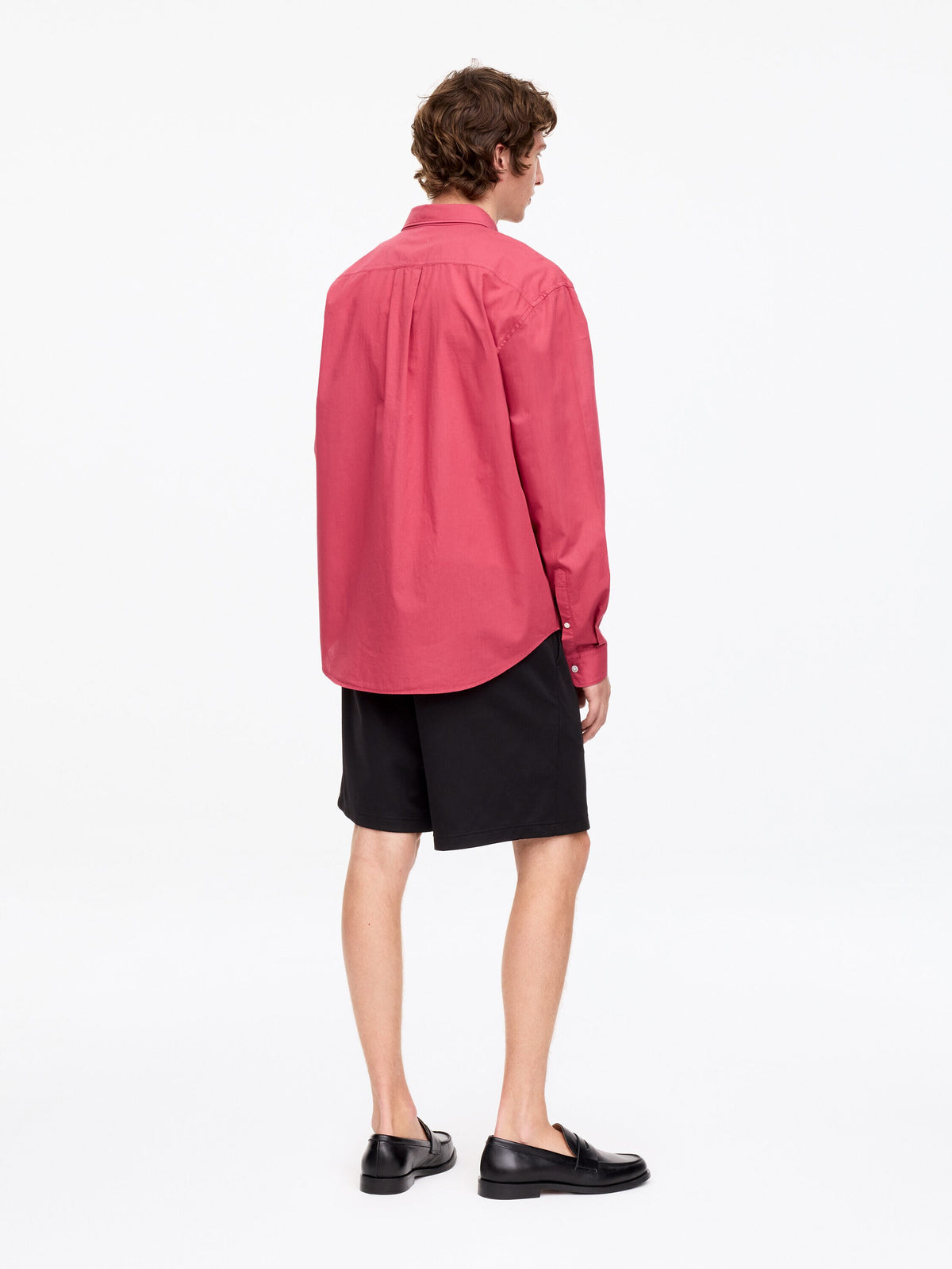 Relaxed Poplin Shirt - Red - Image 3