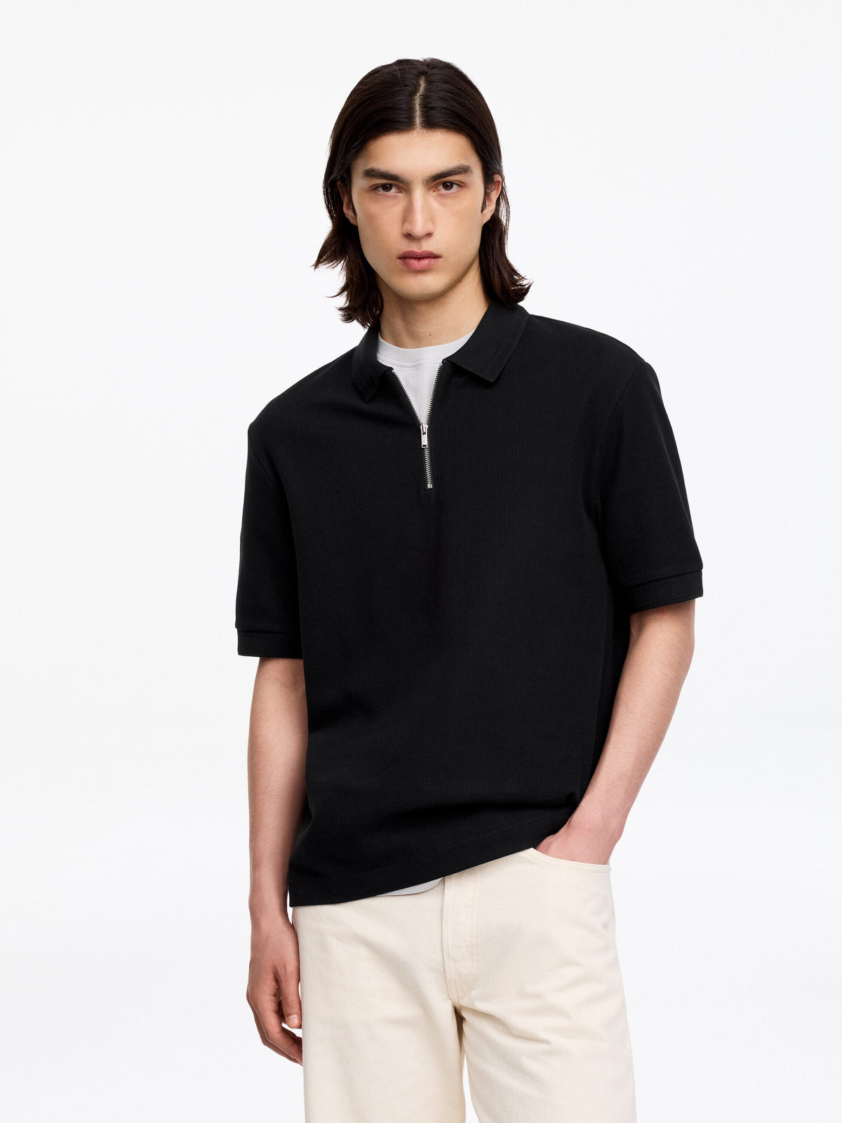 Polo Zip Shirt - Black
